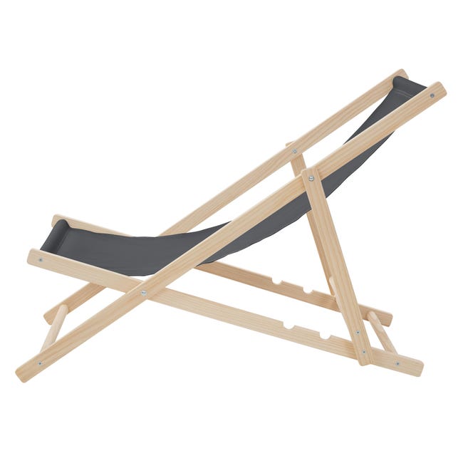 Lot 3 Chaises Longues Pliantes Bois Chiliennes Orange - Dossier Réglable 3 Positions 120kg