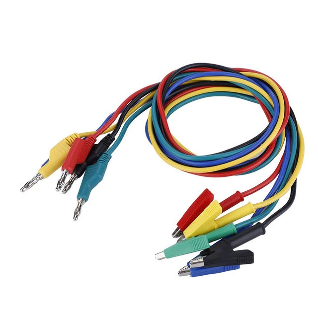 5 pezzi ad alta tensione 1 m 4 mm spina a banana a morsetto a coccodrillo cavi di prova multimetro laboratorio elettrico rame