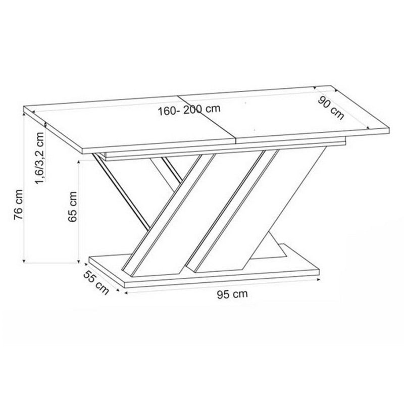 Table à manger extensible noir et chêne wotan 160-200cm Xenori - 8