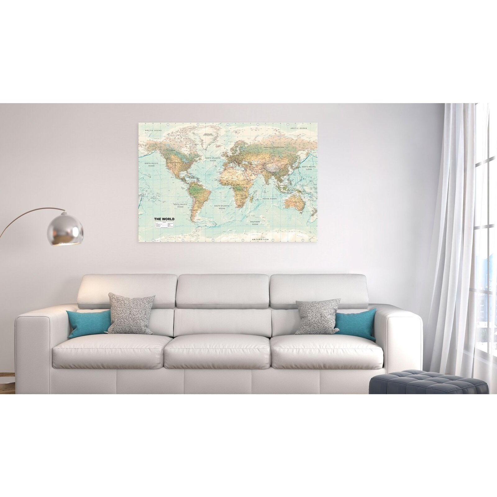 Tableau carte du monde beau monde - 120 x 80 cm - 2