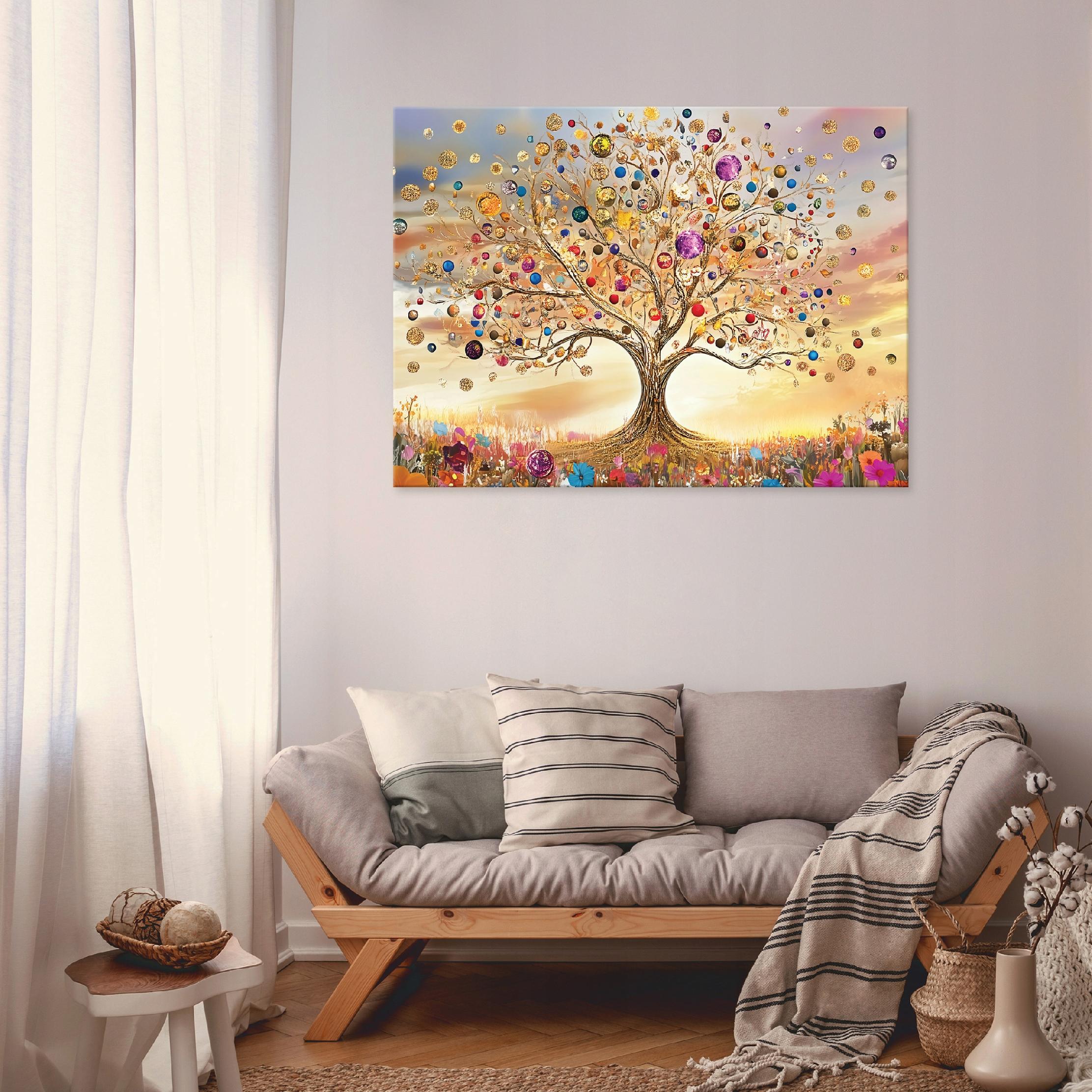 Tableau decoratif abstrait arbre moderne 100x70 cm xxl Impression sur toile décoration murale intissée pour salon chambre cuisine - 2