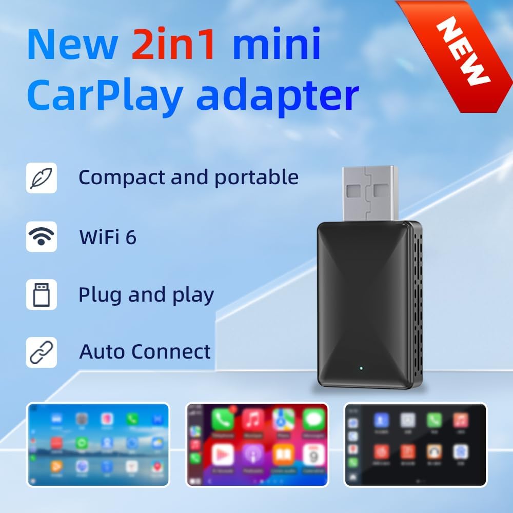 Usb Plug Play Adaptateur CarPlay Sans Fil Lyssiefeel - Mise à Jour 2024 Pour IPhone Compatibilité IOS 10