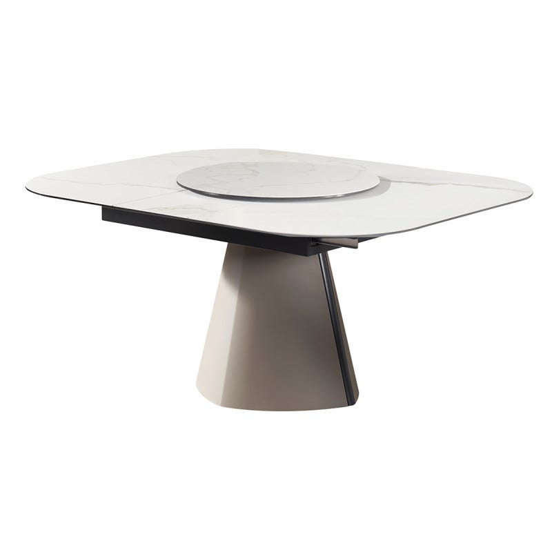 Table Extensible 140 174 Cm C ramique Blanc Plateau Central Tournant table-extensible-140-174-cm-c-ramique-blanc-plateau-central-tournant