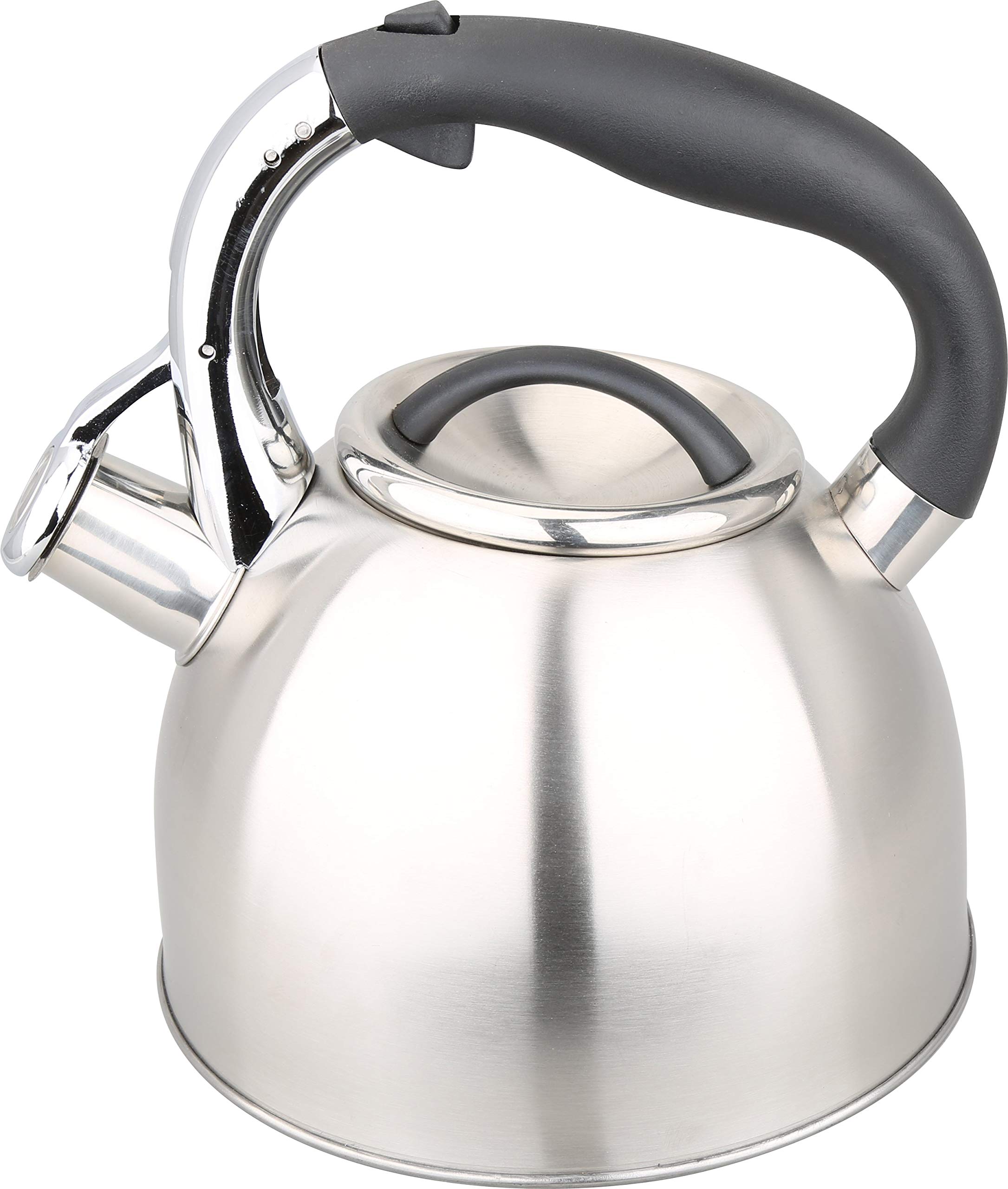KAMBERG Bollitore Teiera A Fischio 3 Litri In Acciaio Inox, Manico Ergonomico, Adatto A Tutti I Piani Cottura (Induzione Inclusa)