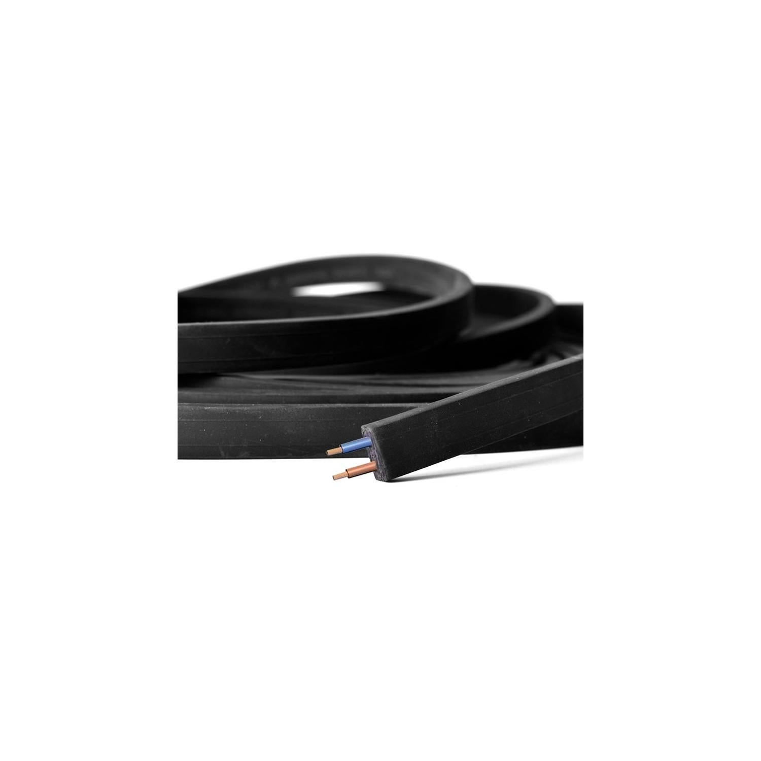 Câble Plat D’éclairage 100m H05RNH2-F 2x1,5mm - Noir, Intérieur/extérieur, Pour Guirlandes Ou Décor
