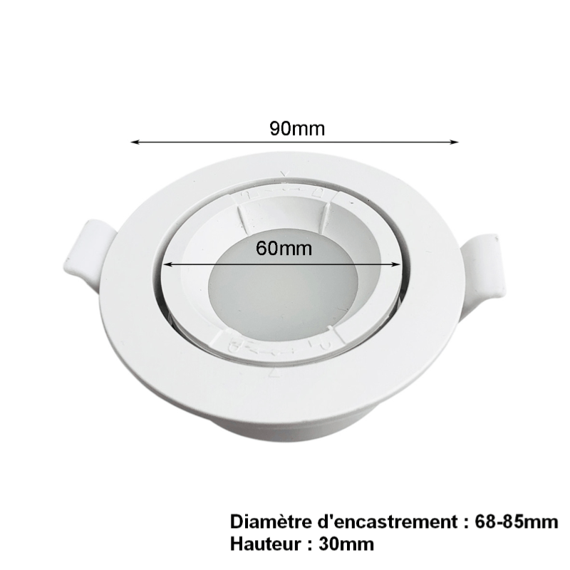 Support Spot Encastrable GU10 LED Orientable Rond BLANC - SILAMP - 7