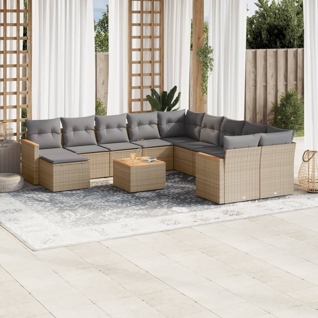 Vidaxl set de sofás de jardín 12 pzas y cojines ratán sintético marrón