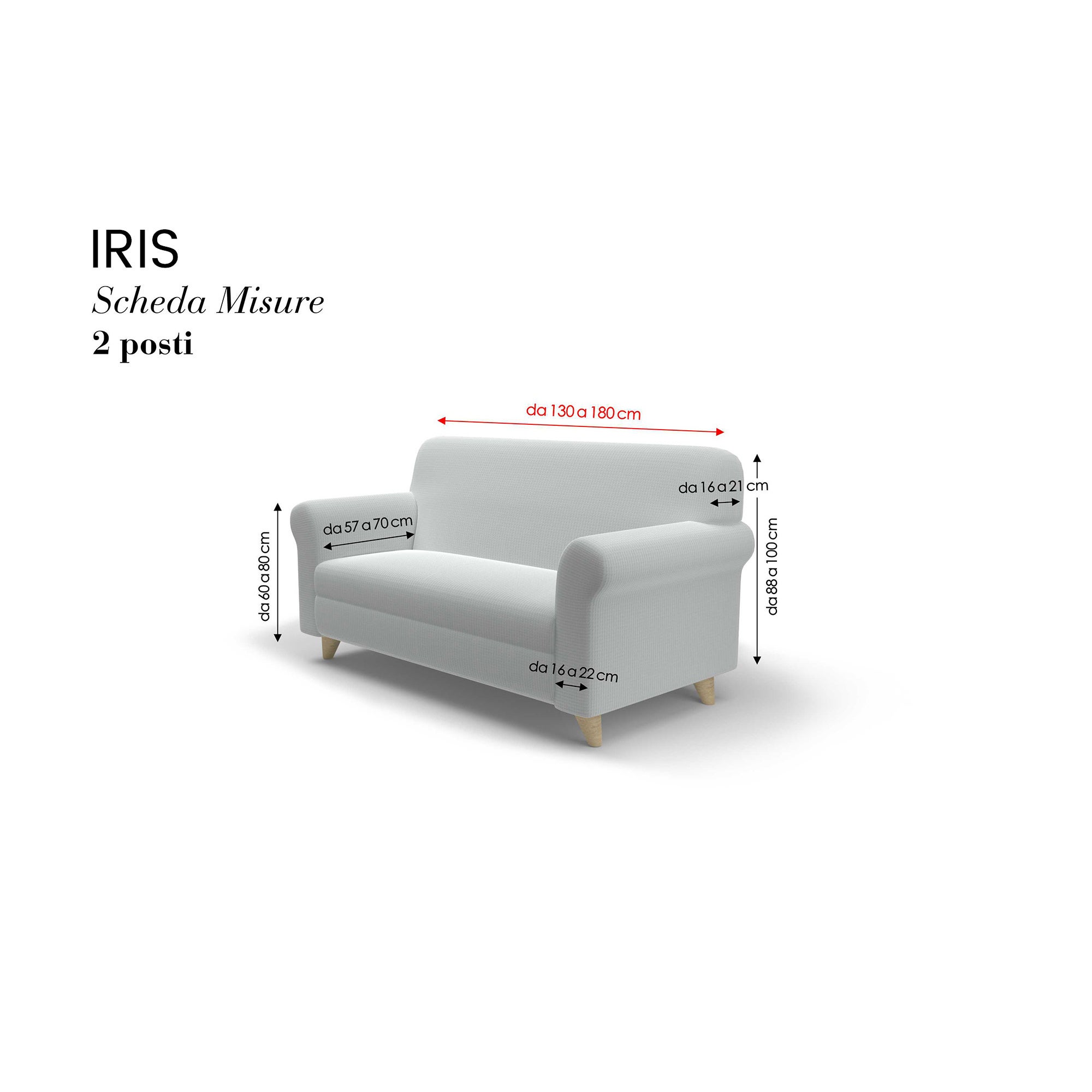 Housse de canapé Iris, Gris Clair, 2 Places - 4