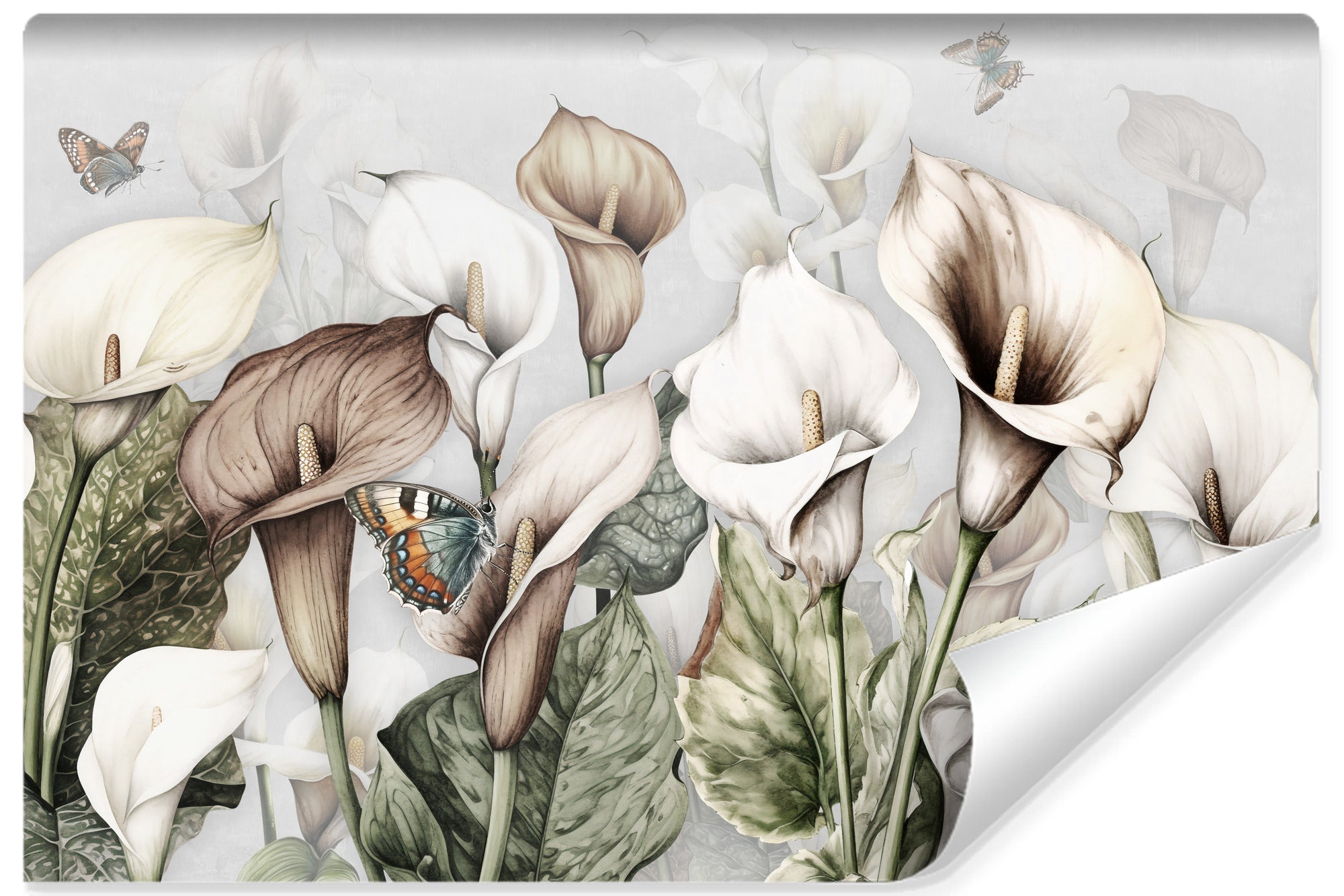 Papel pintado fotografia no tejida flores hojas mariposas para salon 405cm x 270cm