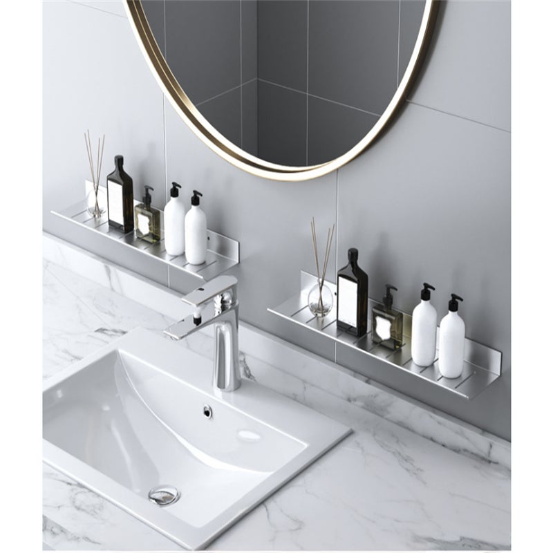 Étagère de salle de bain, 30cm Organisateur salle de bain, Rangement mural pour toilettes, Sans perçage, blanche, 30*11*4.8cm - 3