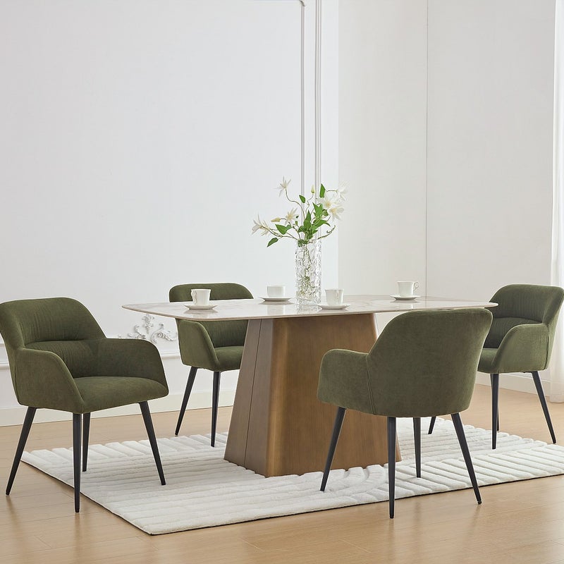 Zestaw 2 krzeseł z podłokietnikami z tkaniny i czarnego metalu - Zielony - HEKA