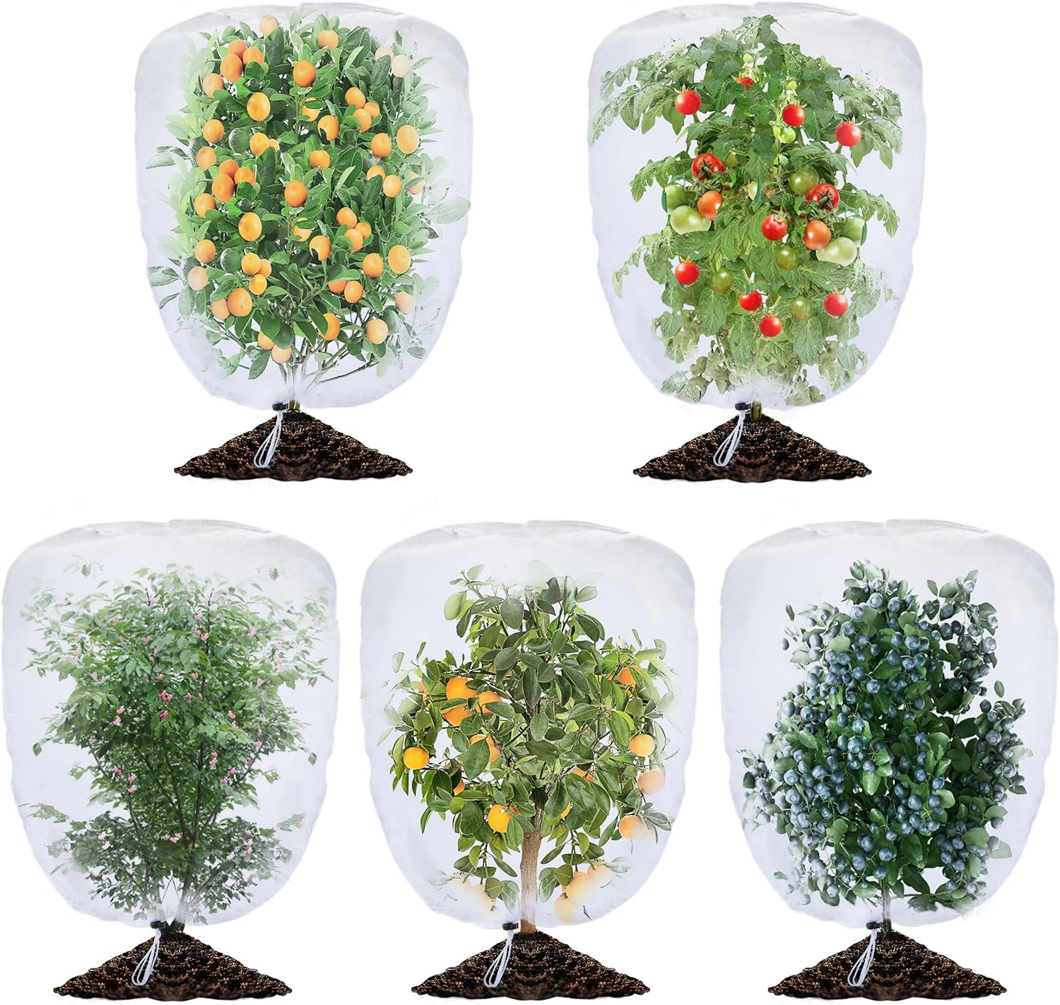 Siatka ochronna na rośliny ogrodowe i drzewa owocowe, ze sznurkiem ściągającym, o wymiarach 3,3 x 2,7 stopy, do ochrony owoców w ogrodzie