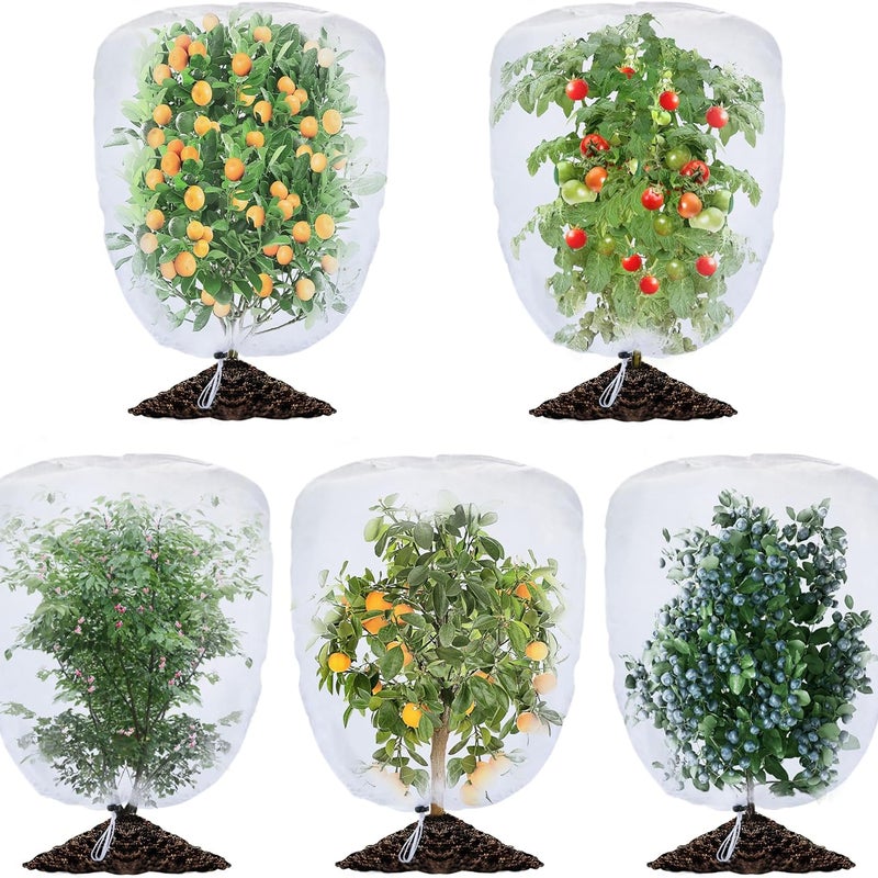 Siatka ochronna na rośliny ogrodowe i drzewa owocowe, ze sznurkiem ściągającym, o wymiarach 3,3 x 2,7 stopy, do ochrony owoców w ogrodzie