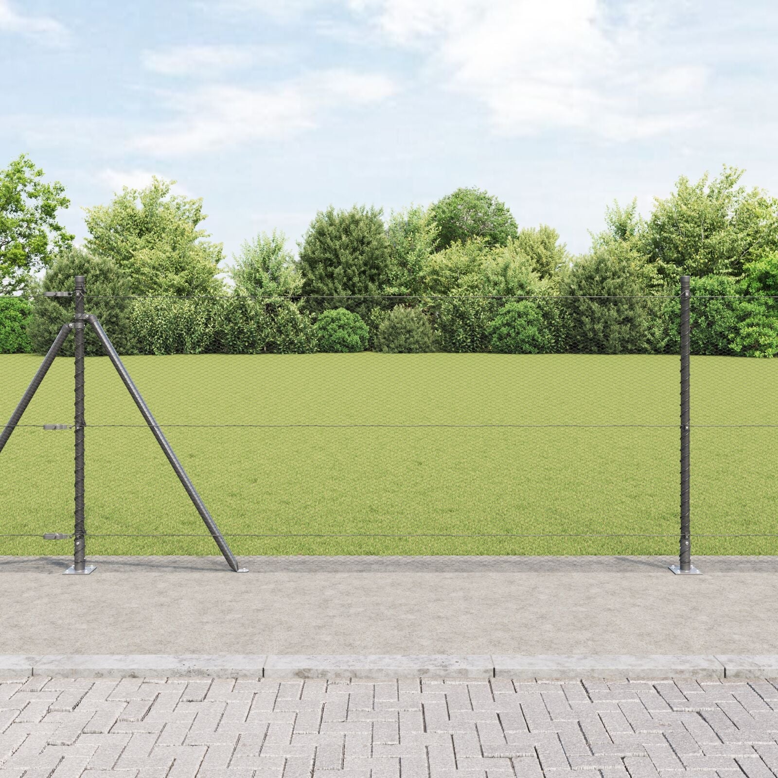 Słupek ogrodzeniowy. Szary 10 x 0,8 m (siatka 13 mm) Stal i PVC vidaXL