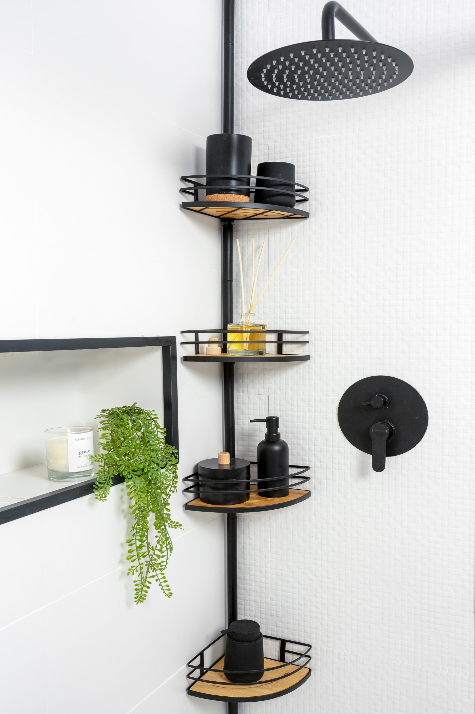 Organisateur de douche Dolcedo noir 31x270x23 cm - 4