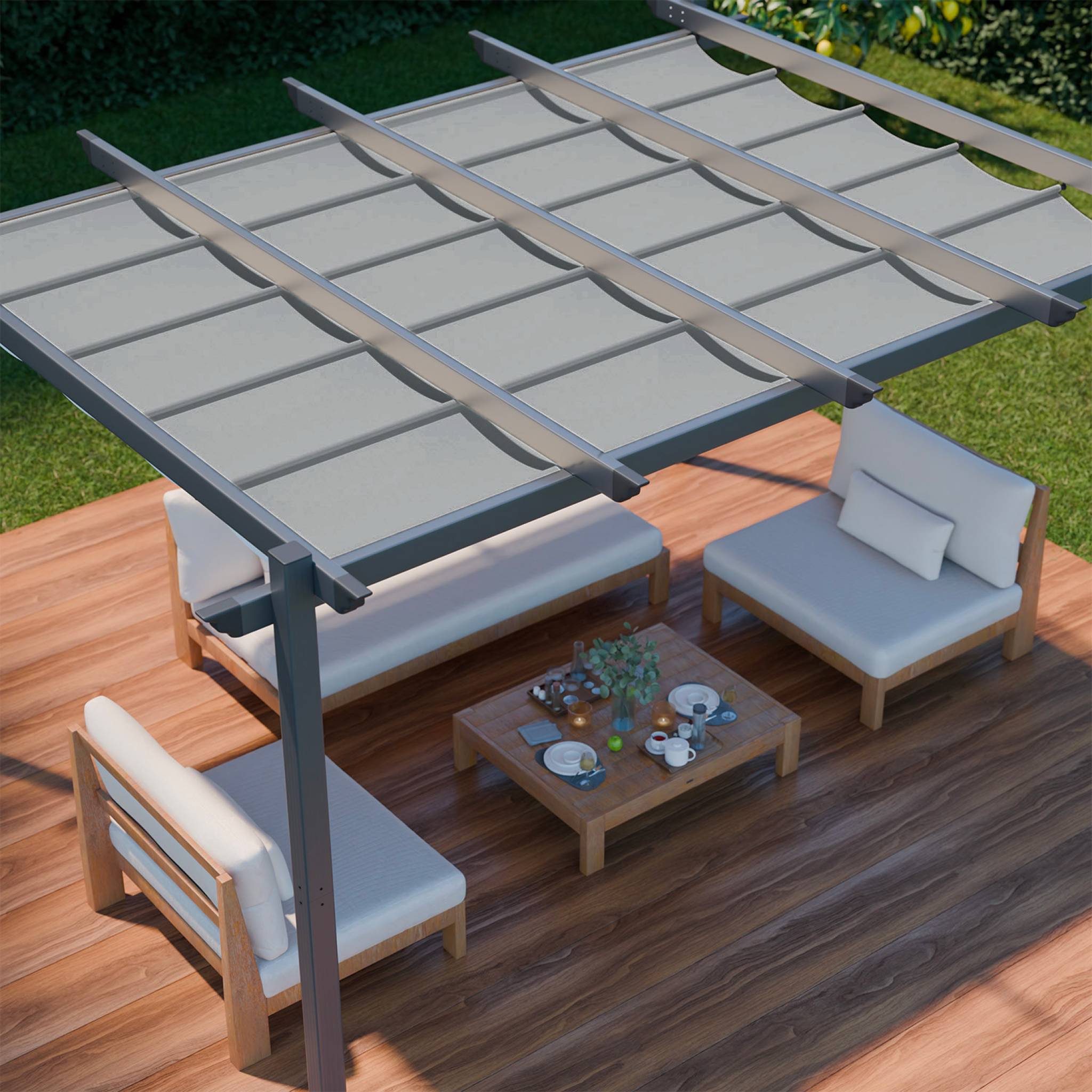 Pergola autoportante Gris en Aluminium 12.0 m² - 5
