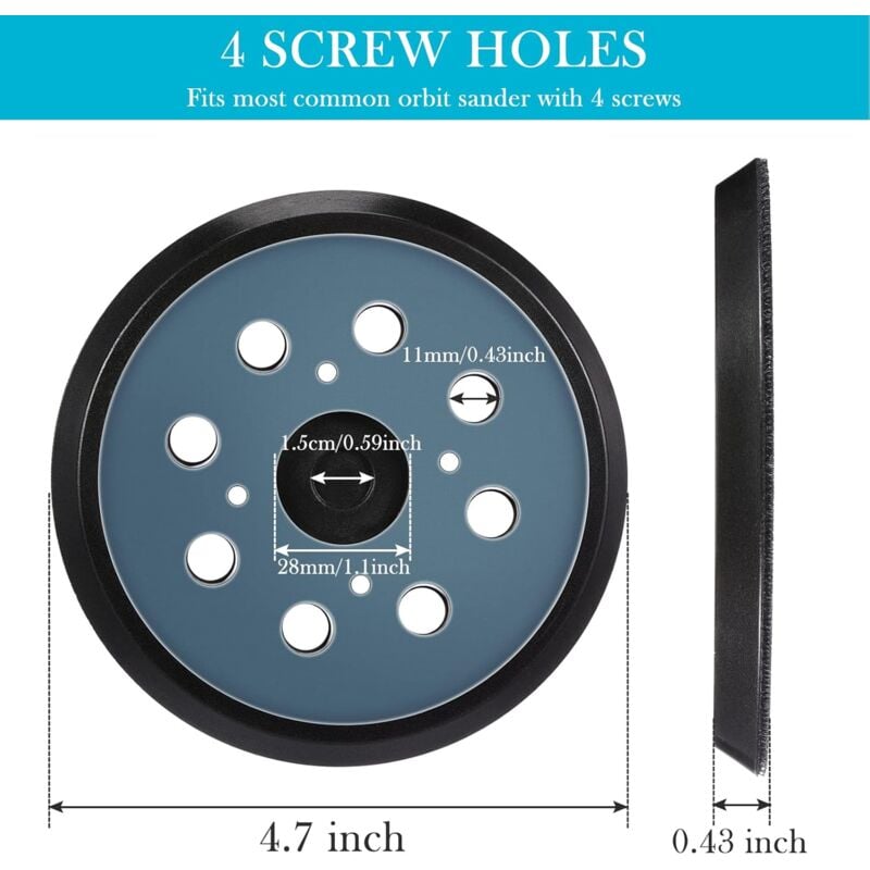 SJLERST 2 Pièces 125mm Tampon De Ponceuse De Remplacement Orbitale à Crochet Et Boucle à 8 Trous Plateau De Ponçage Pour Makita BO M9202B BO5041 MT922