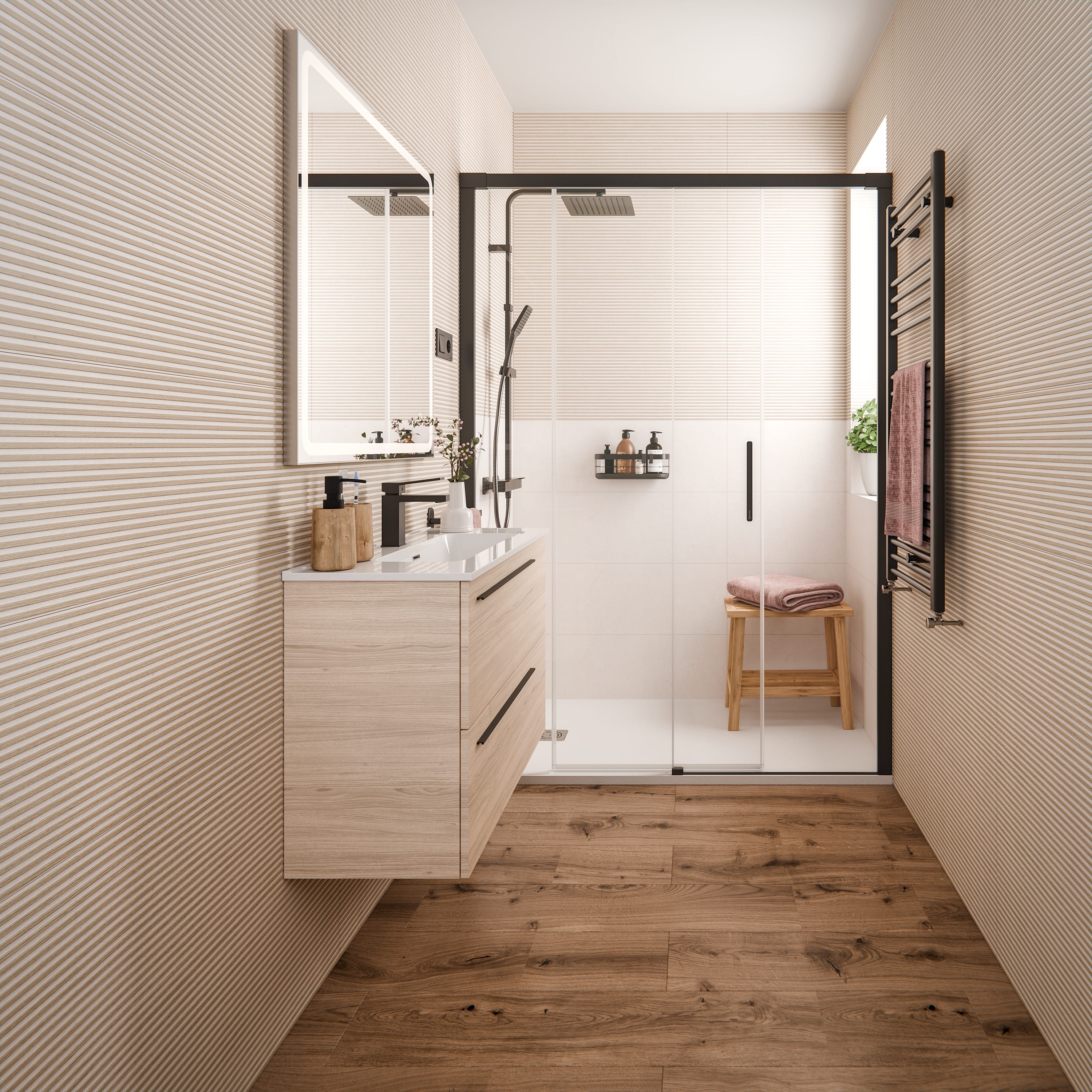Lot de 2 colonnes de douche SENSEA Studio avec mitigeur mécanique, noir - 7