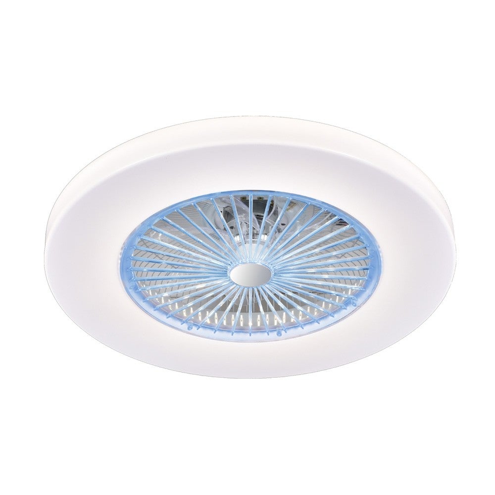 Wentylator sufitowy LED 45W z ukrytymi łopatkami Ponele biały z pilotem i regulacją intensywności ø59cm