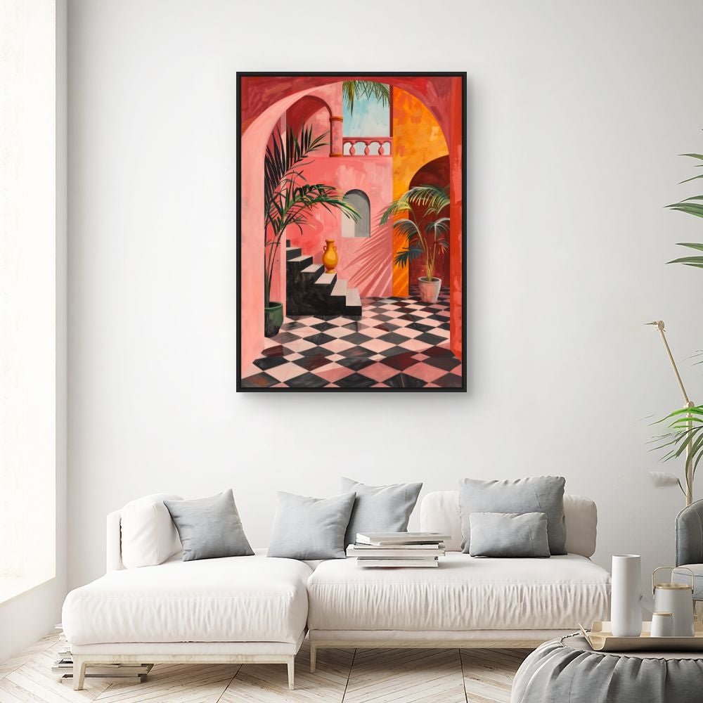 Toile encadrée Oasis méditerranéenne / 100x140cm / Cadre Noir / Fabriqué en France / Toile murale / DADA ART - 2