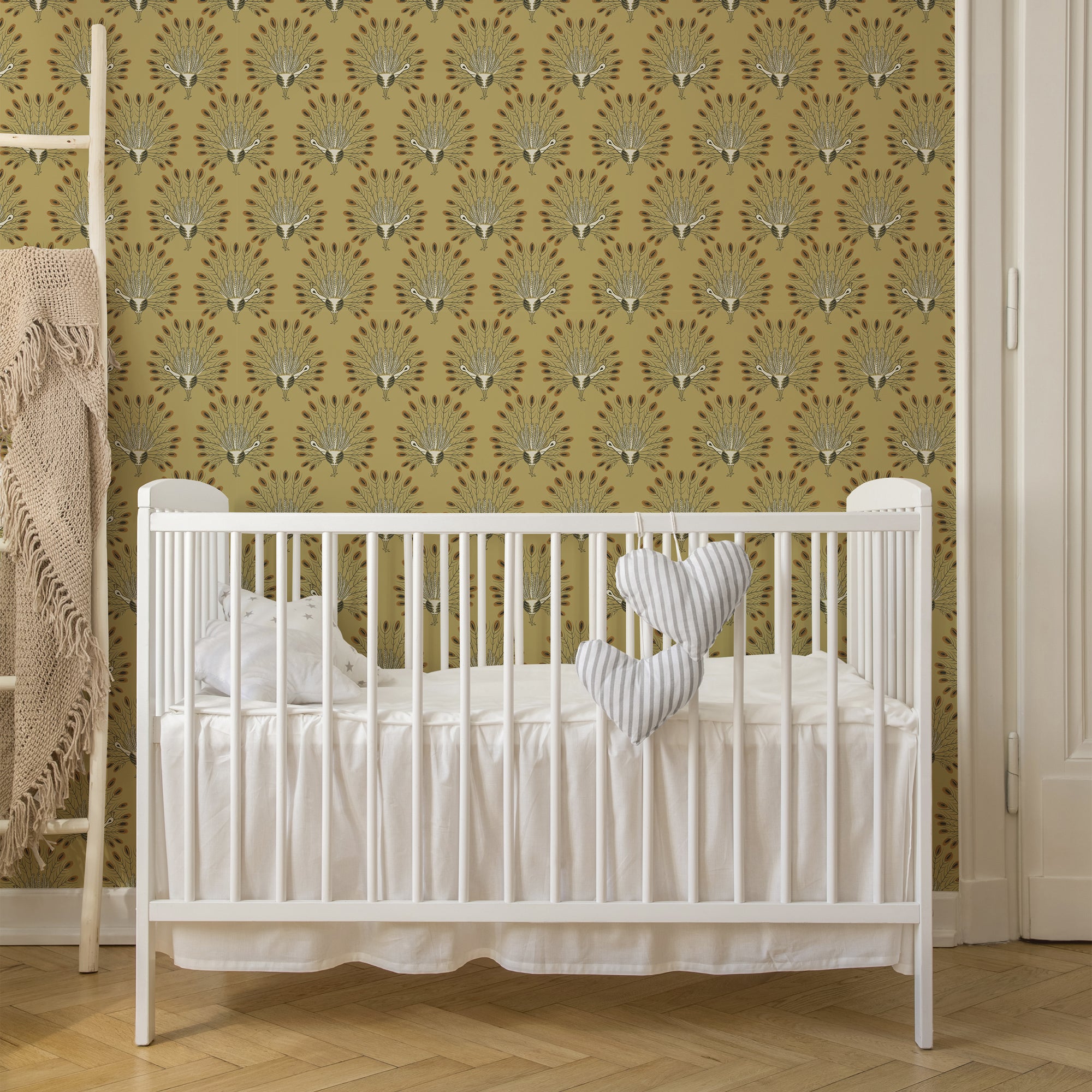 Papier peint intissé Paons Vintage 1005 x 52cm Ocre | Leroy Merlin