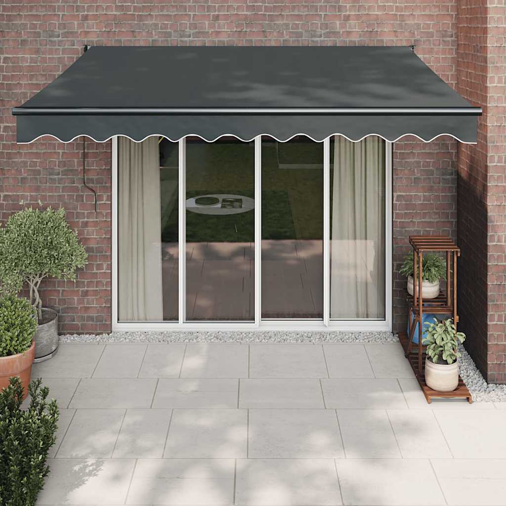 Toldo retráctil automático, color antracita, 3,5 x 2,5 m
