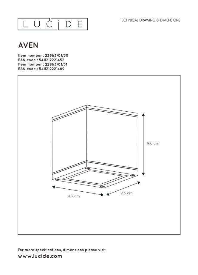 Spot plafond AVEN - Noir - 1xGU10 (MR16) - Lucide - 4