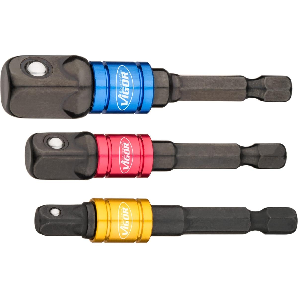 Jeu De 3 Adaptateurs 6 Pans Vigor - 1/4, 3/8 Et 1/2 - Pour Porte-douilles