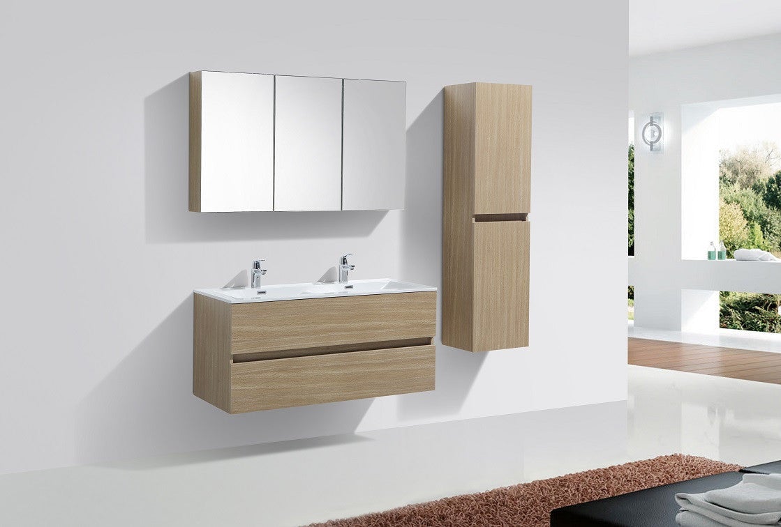 Meuble salle de bain design double vasque SIENA largeur 120 cm chêne clair texturé - 5