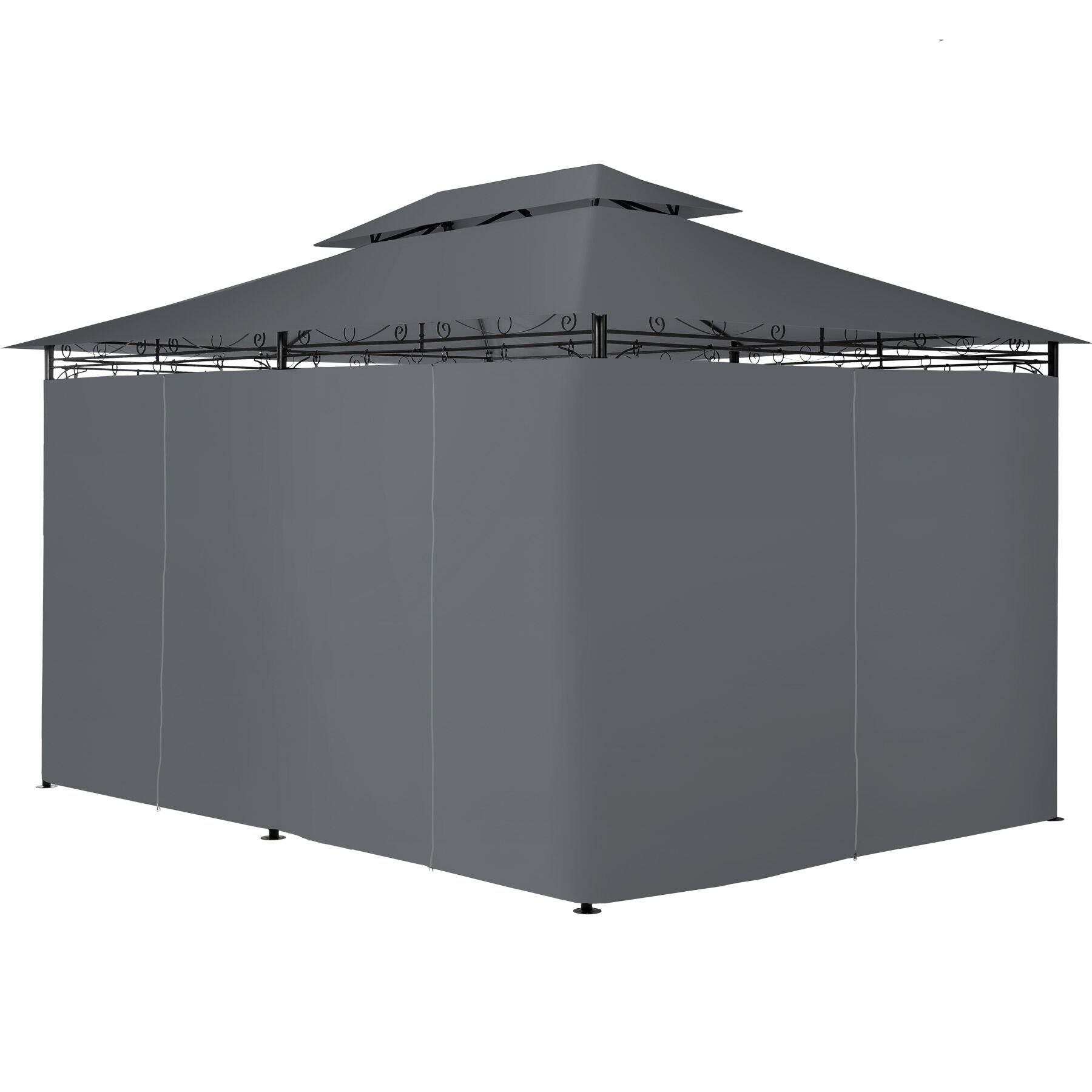 Gazebo da giardino deluxe antracite 4x3 m tessuto idrorepellente con corde e picchetti inclusi 6 teli laterali TECTAKE - 2
