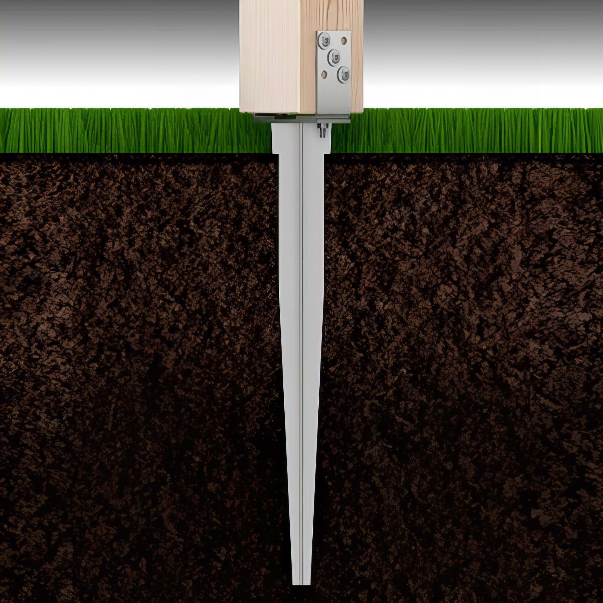 Pied de poteau en U zingué à enfoncer - Largeur réglable de 0 à 120 mm - 0-120 x 65 x 700 x 2,0 mm - 3
