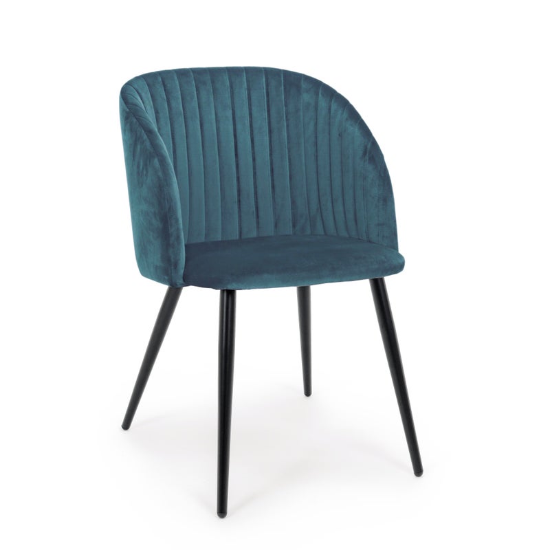 2x FOTEL QUEEN VELVET BLUE Z CZARNYMI STALOWYMI NOGAMI BIZZOTTO DESIGN 0734284