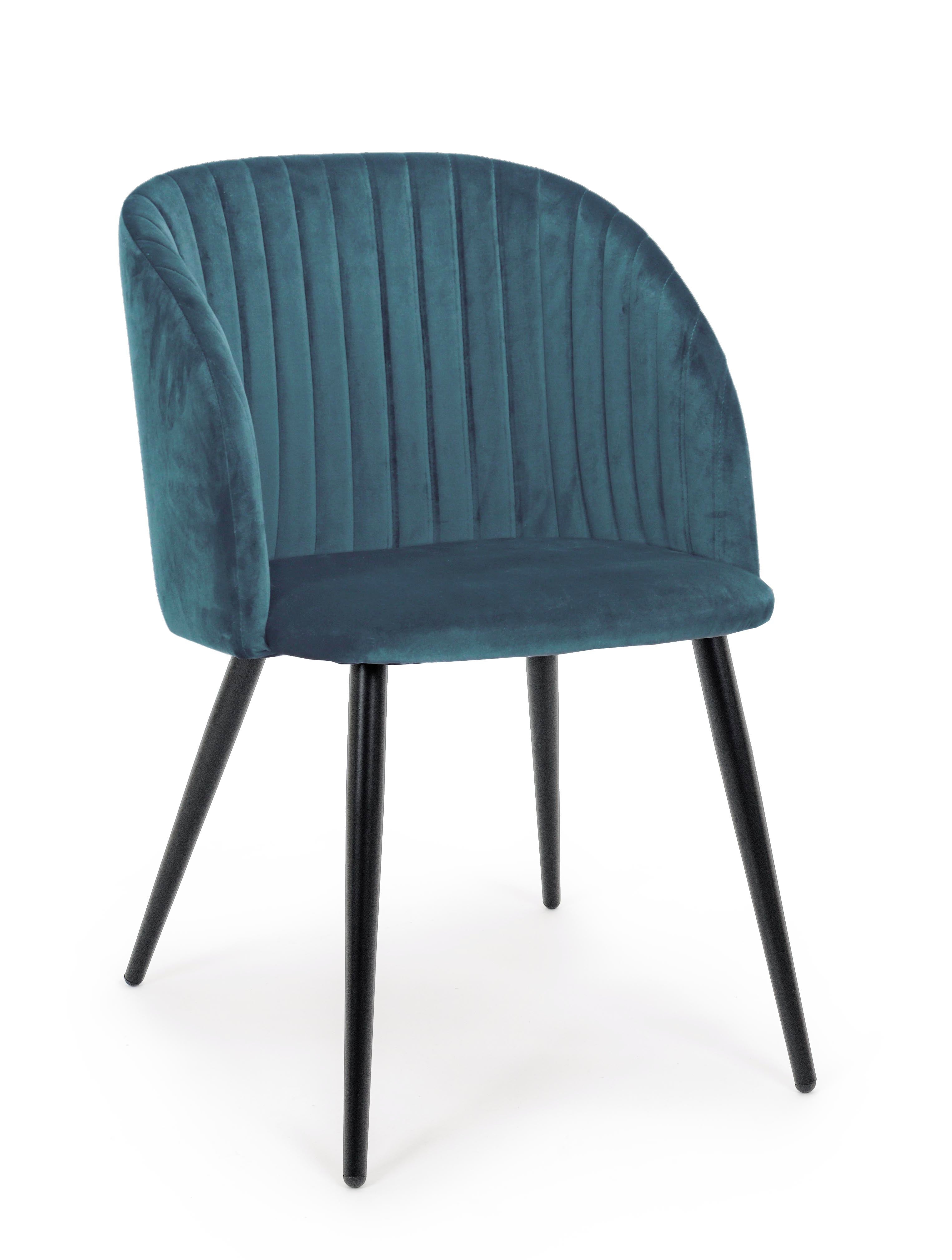 2x FOTEL QUEEN VELVET BLUE Z CZARNYMI STALOWYMI NOGAMI BIZZOTTO DESIGN 0734284