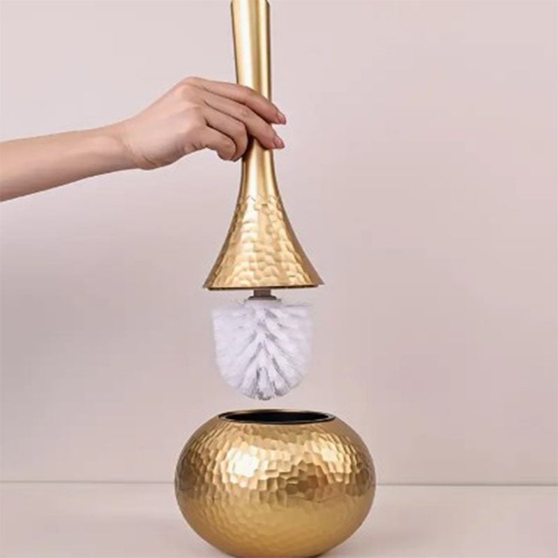 Szczotka do toalety i podstawa do toalety, uroczy, długa rączka, podłogowa, elegancka i trwała (złota)