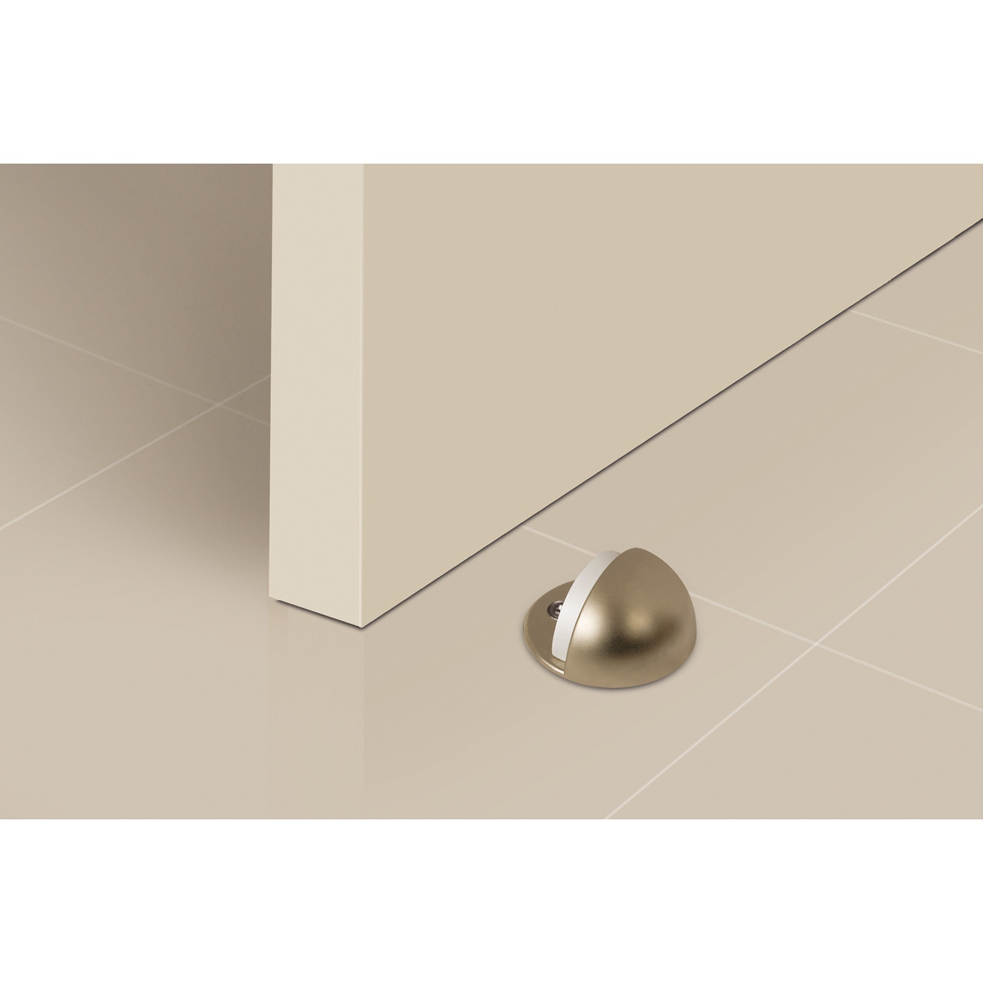 Bloc porte | Style fonctionnel | Protège les murs et les portes contre les impacts | Fabriqué en Zamac | Finition nickel bisú | Mesures 45*45*34mm | - 4