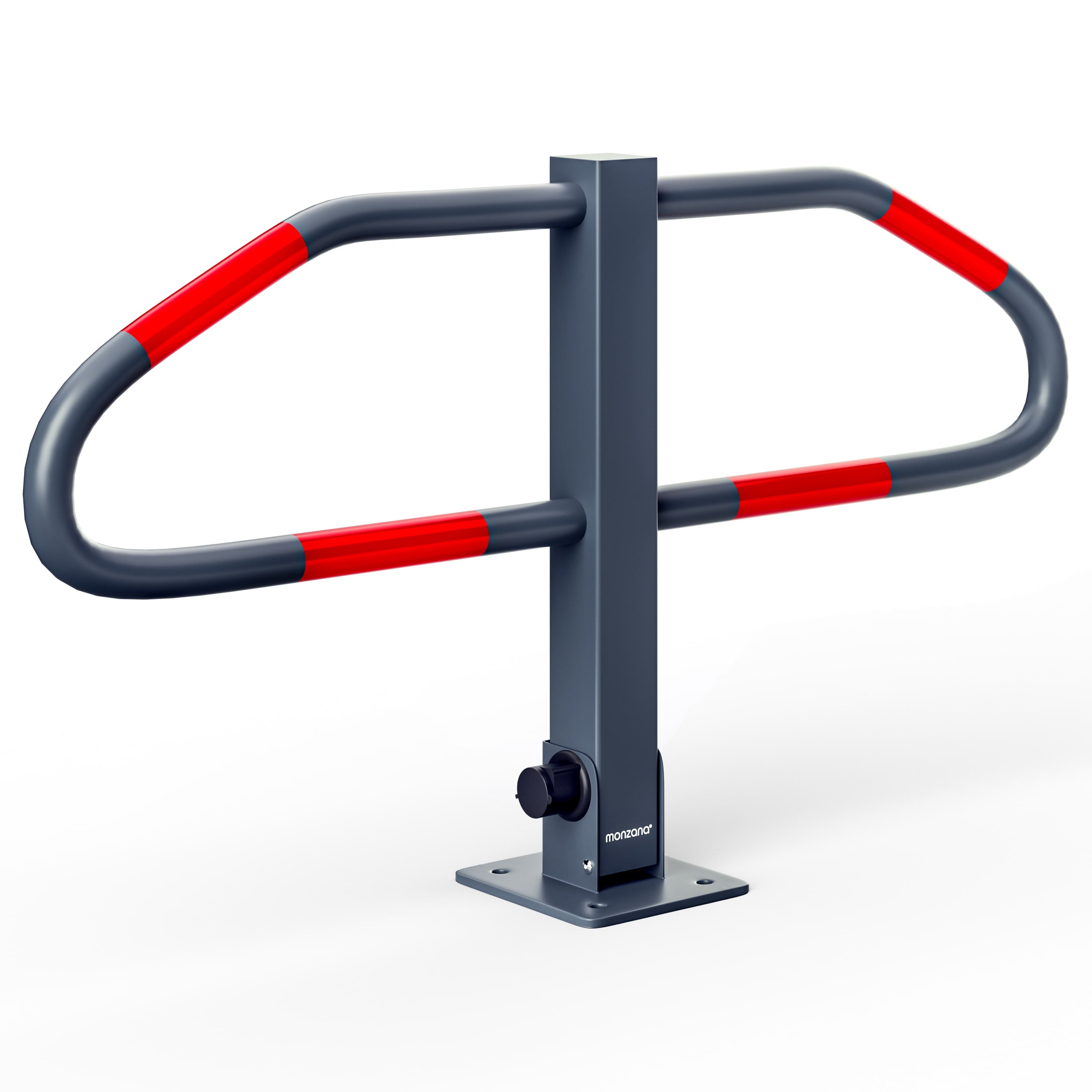 MONZANA® Barrière de parking rabattable en acier forme arc plaque de sol barrière stationnement serrure 2 clés arceau de parking - 6