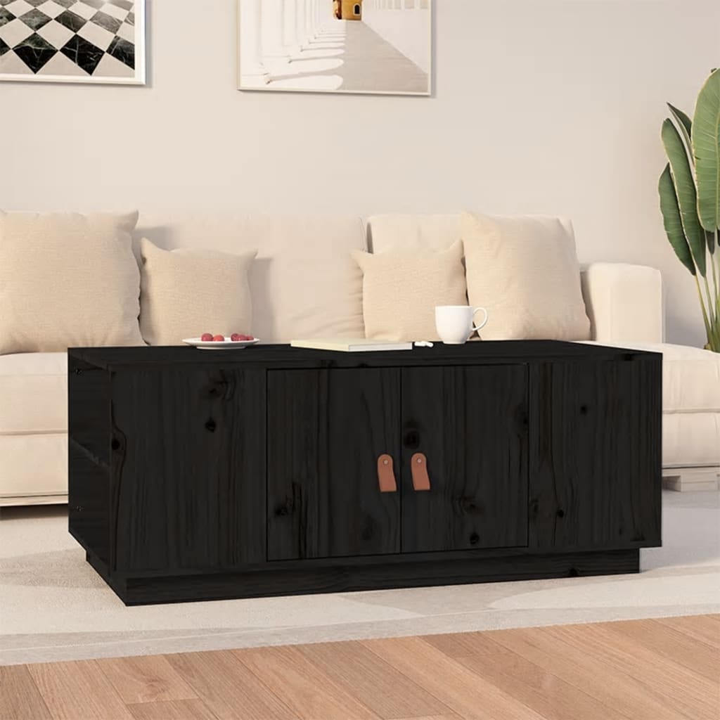 Stolik kawowy, czarny, 100x50x41 cm, lite drewno sosnowe vidaXL