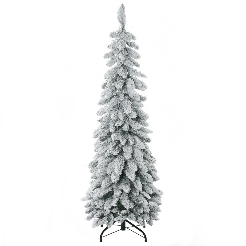 Sapin De Noël Artificiel Enneigé 135 Cm Avec 200 LED - 688 Branches PVC/PE - Base Métallique Stable - Déco Festive Pour Maison Et Boutique - 2