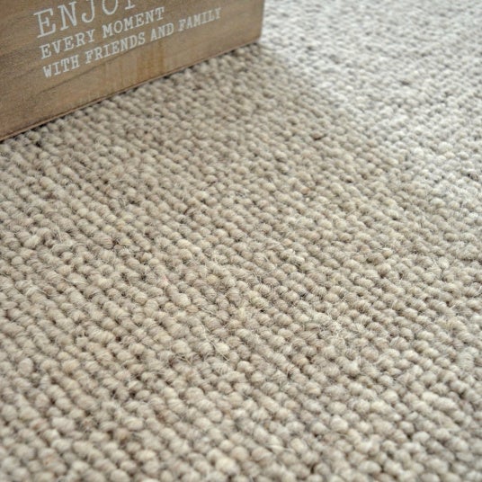 Moquette pure laine vierge bouclée - Latoon - Gris - Rouleau de 4m x 3m