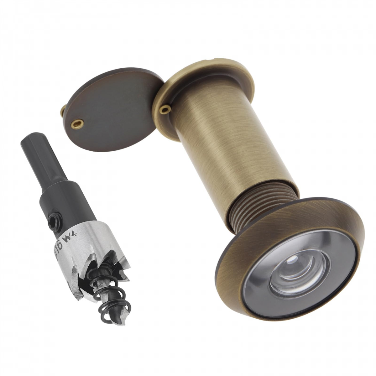 Vizor de ușă din alamă, vizor din alamă de 200 de grade cu burghiu de 16 mm pentru uși cu grosimea de 35 până la 60 mm (bronz)