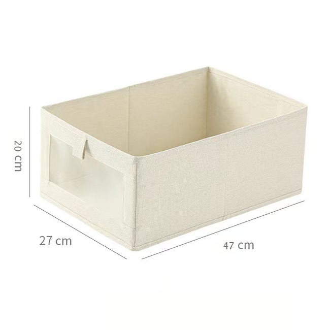 6 Boîtes De Rangement Pliables Beige - 38x25x25 Cm - Tissu épais Avec Poignées