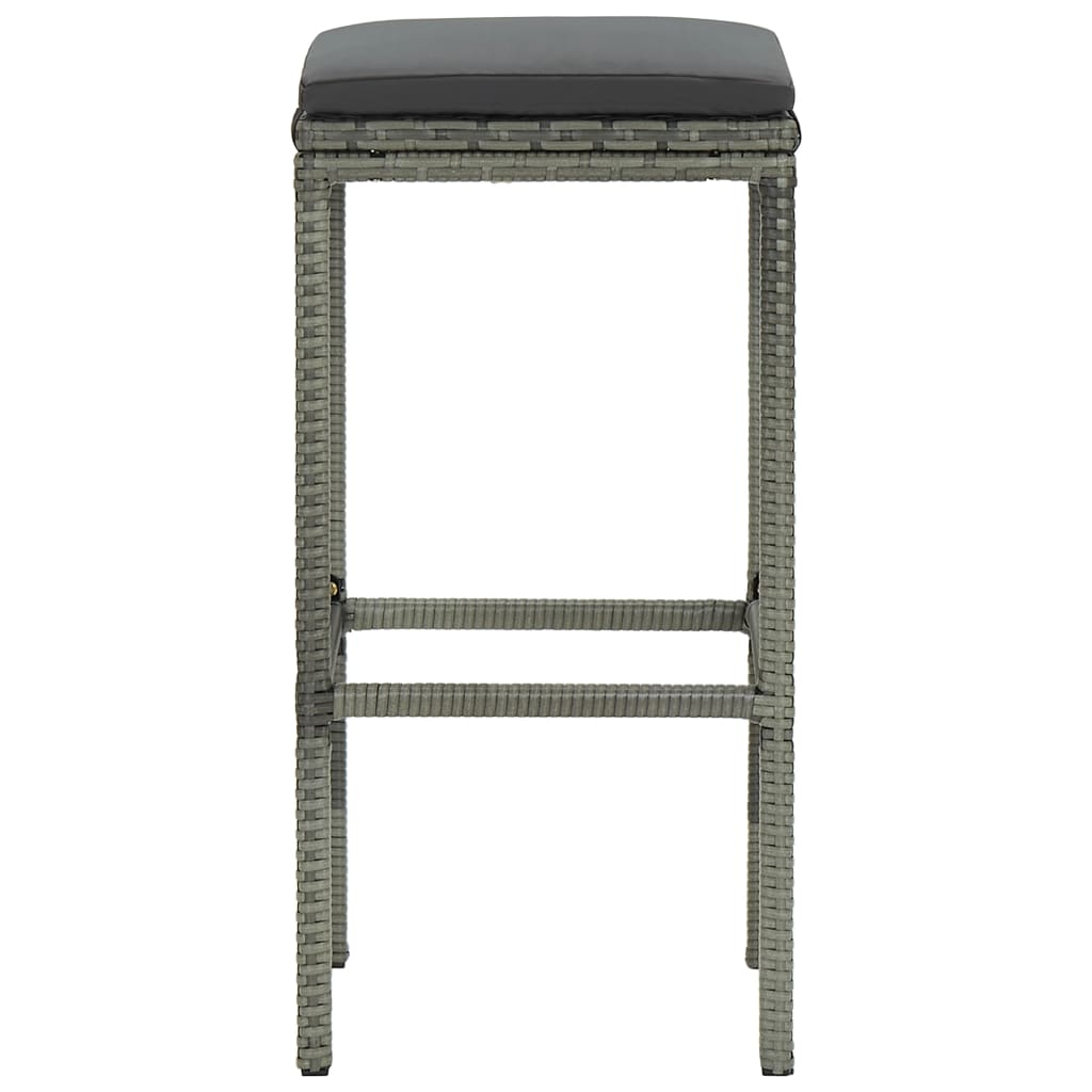 Tabourets de bar avec coussins 3 pcs Gris Résine tressée - 4