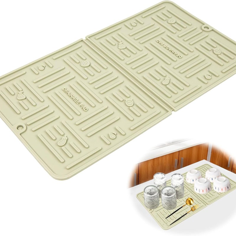 szt. Mata do ociekania naczyń - chłonna silikonowa mata do ociekania naczyń do zlewu, antypoślizgowa mata silikonowa do kuchni, zielona, 2 szt.