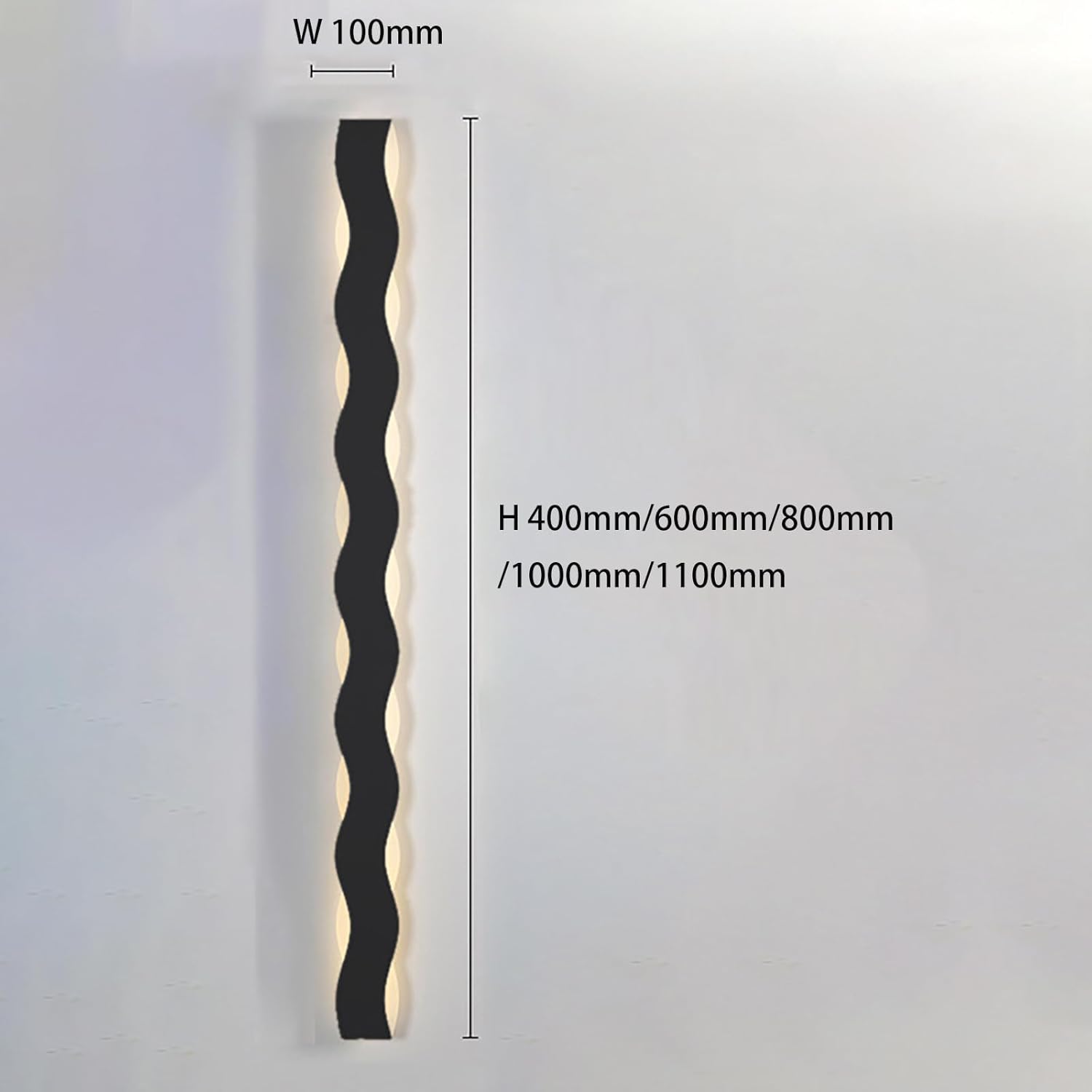 Applique murale d'extérieur longue, simple et moderne, à LED, pour salon, étanche IP65, noire, luminaire d'intérieur (lumière chaude, 40 cm) - 5