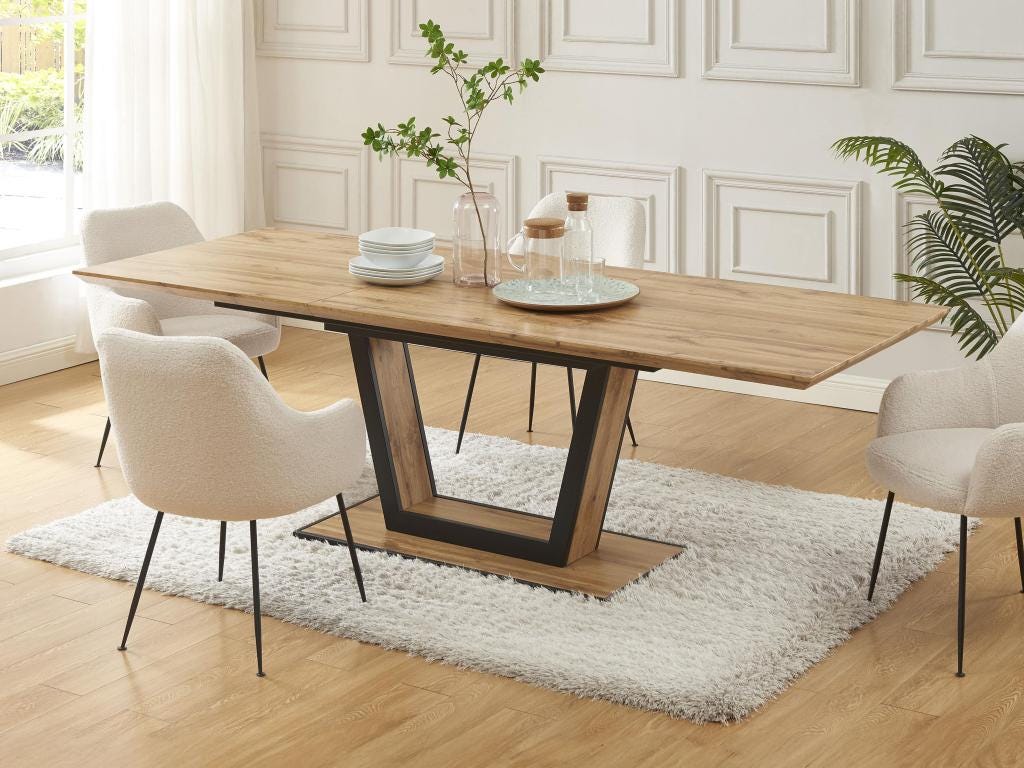 Tavolo da pranzo allungabile da a 10 coperti in MDF e Metallo