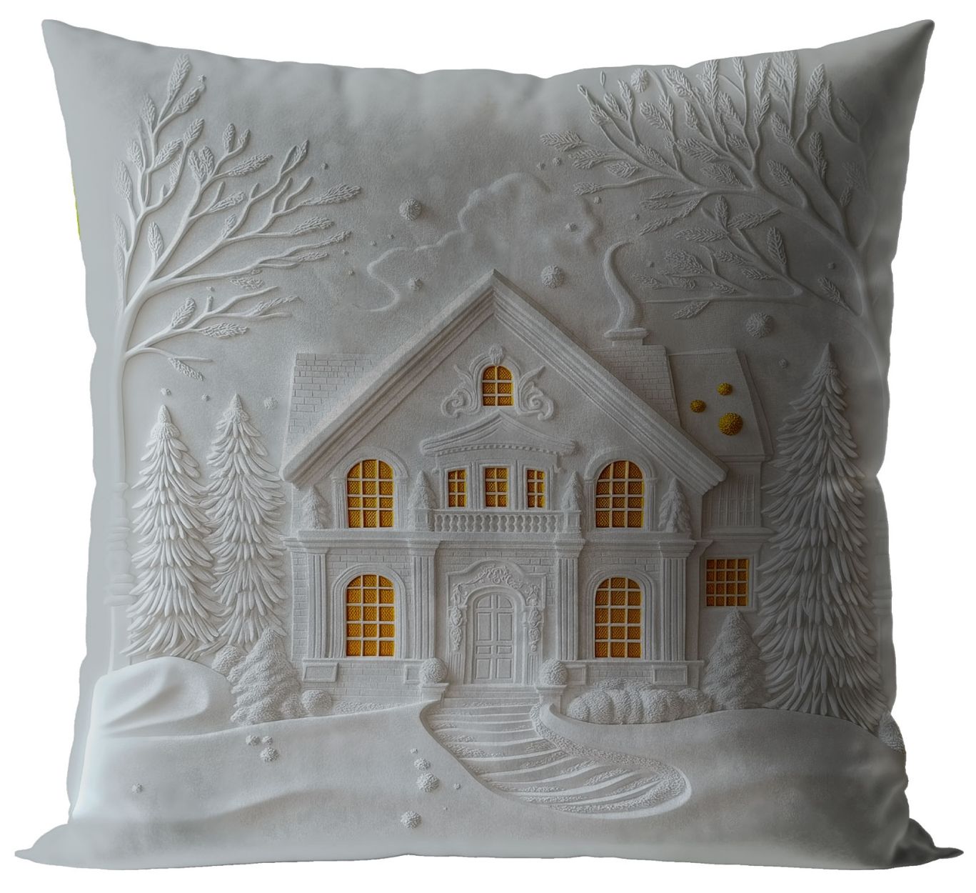 Poszewka na poduszkę Domek Efekt 3D 40x40 cm Beżowo-złota 1 szt.