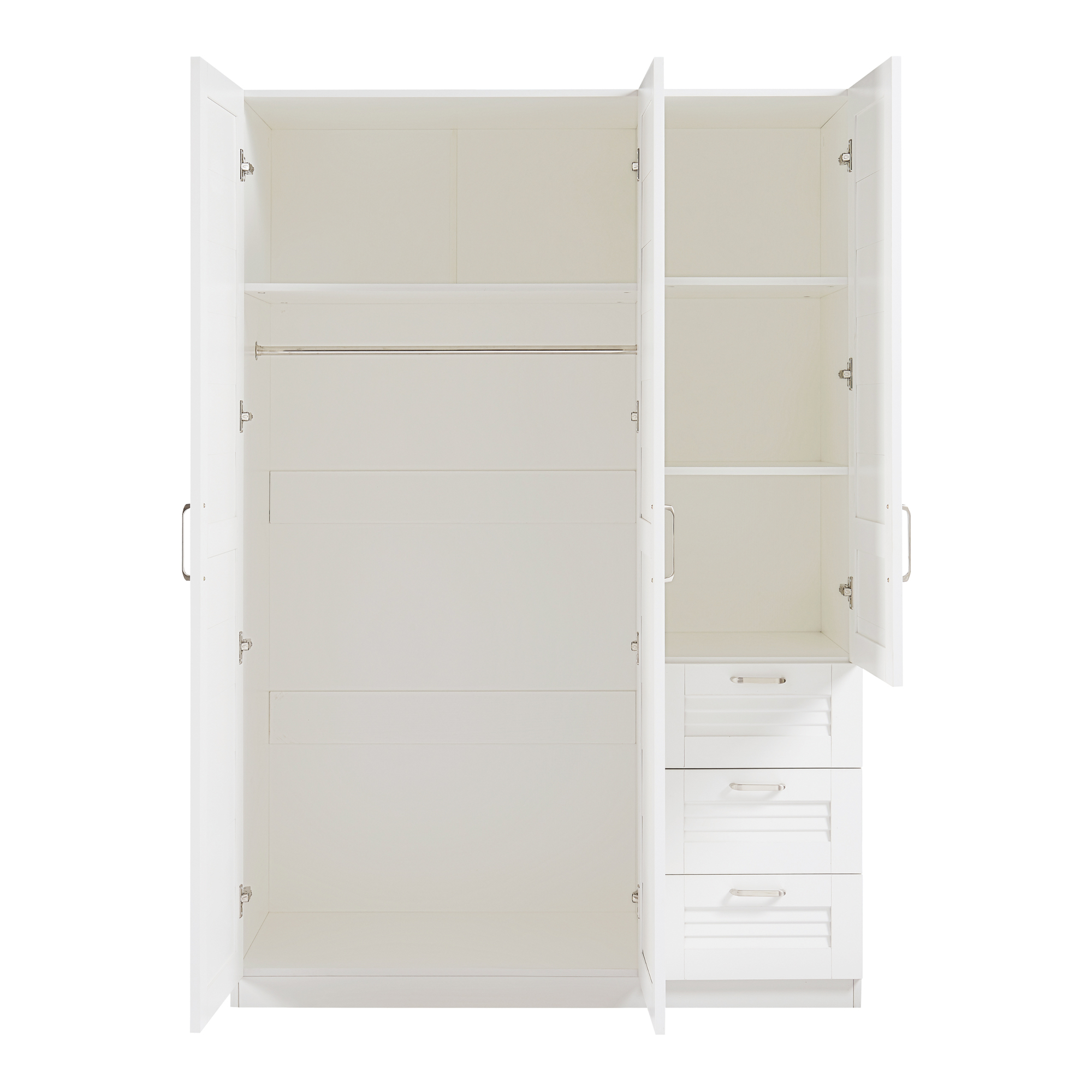 Armoire de chambre Finning 4 étagères 3 tiroirs MDF 176 x 120 x 52 cm blanc [en.casa] - 6