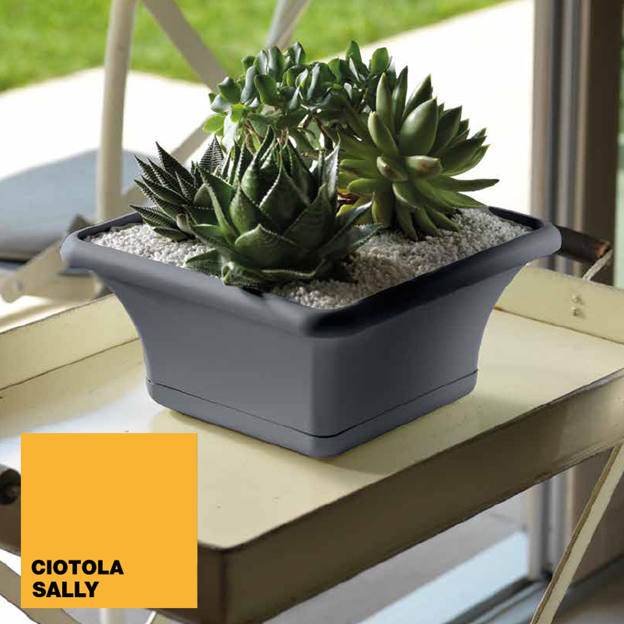 Art Plast -Pot de Fleurs carré 30 cm avec Soucoupe couleur Terra cuite. - 2