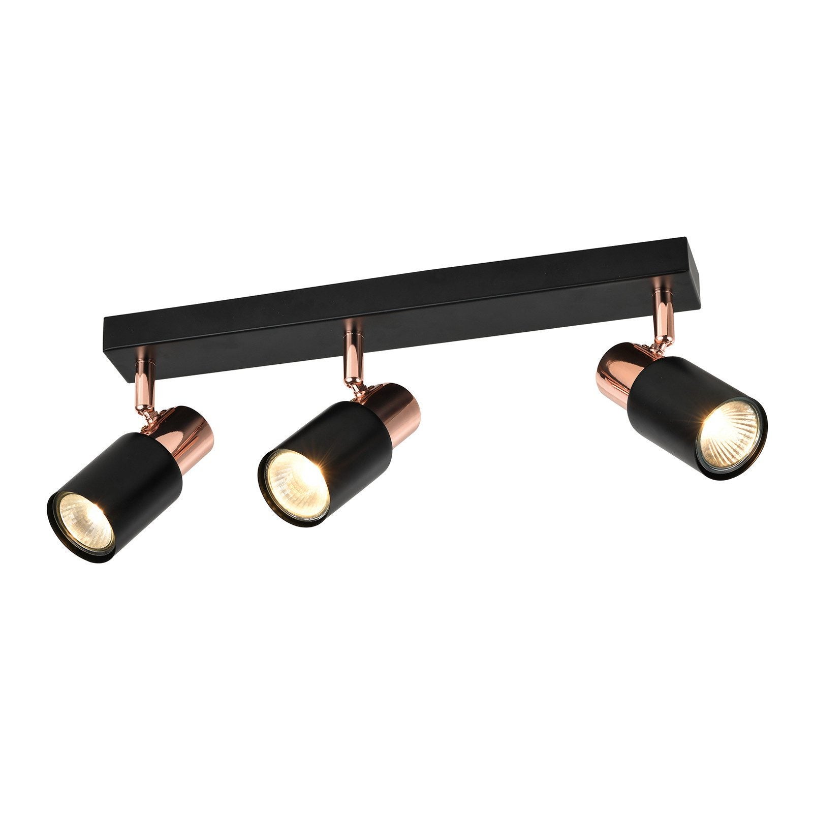 ZMH Reflektor sufitowy GU10 3-płomienny, obrotowy 355°, czarny, nowoczesny