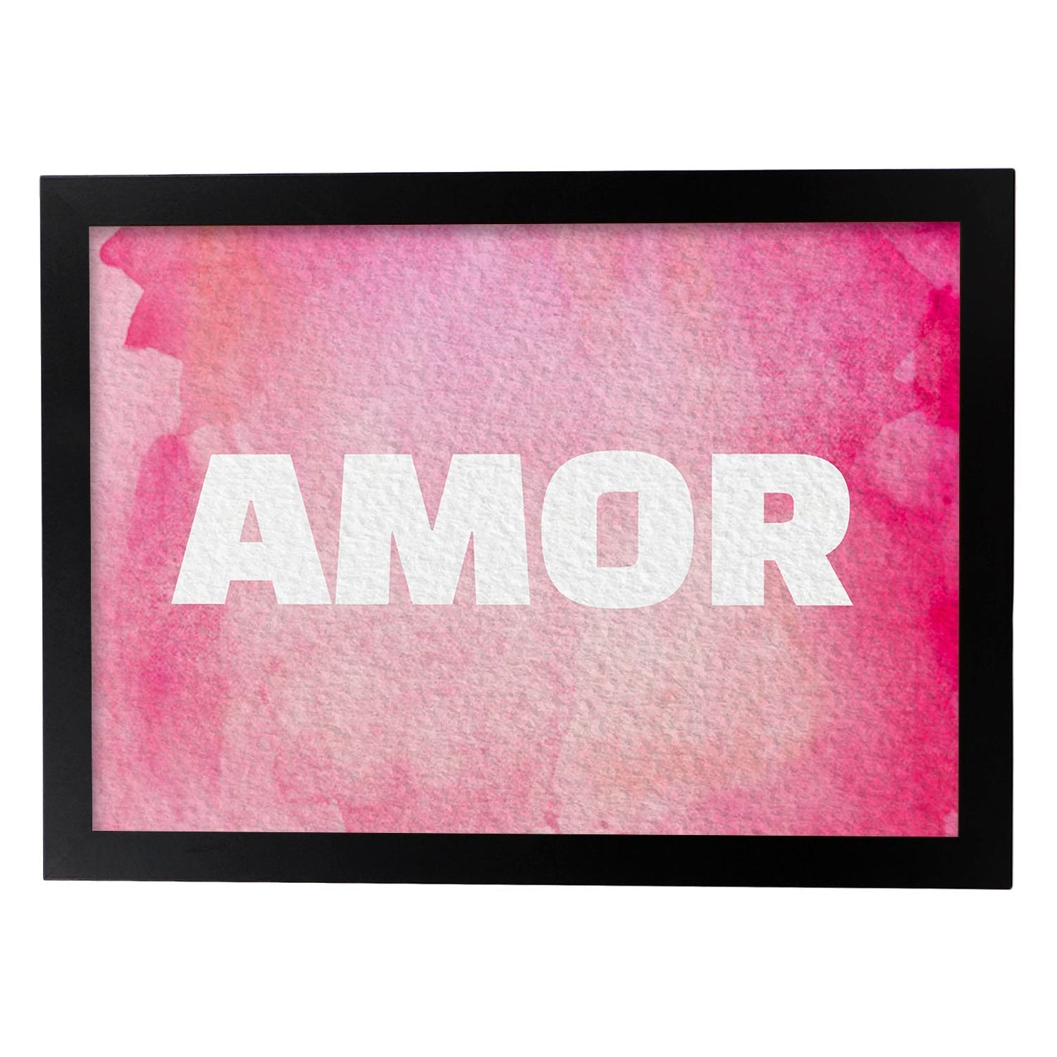 Posters de palabras coloridas. lamina de palabra amor con diseno colorido y toques acuarela. marco blanco - a3
